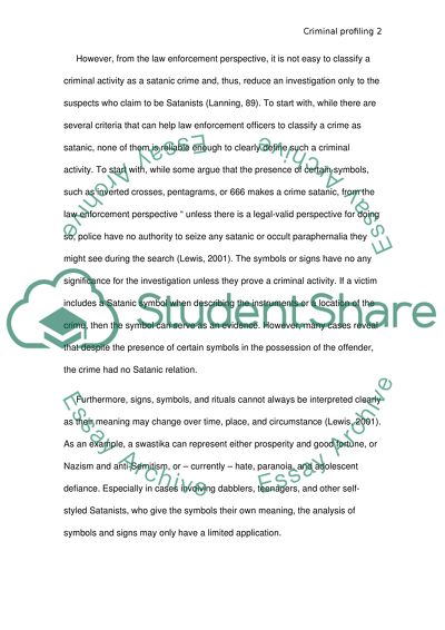 Criminal Profiling of Satanic Followers