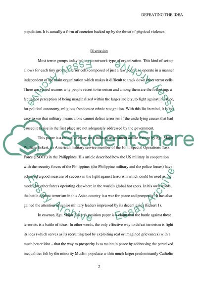 Defeating the Idea: Unconventional Warfare in Southern Philippines