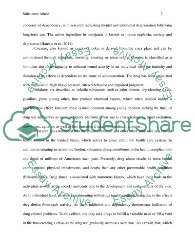 example of substance abuse essay