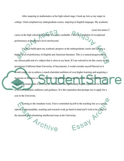 Personal statement for master degree in english literature