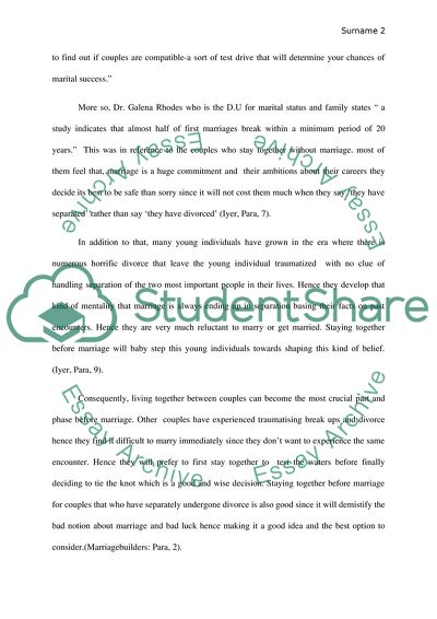 living together before marriage essay