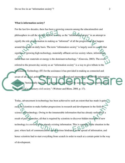 Do We Live in an Information Society