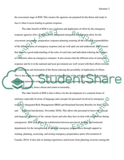 Analysis and Benefits of Integrated Emergency Management