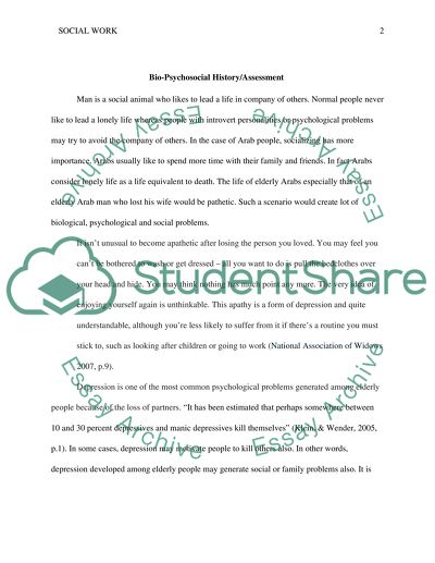 Social Work: Intervention Strategies for an Elderly Arab Man Who Lost His Wife