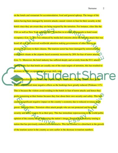 The Effect of Terrorism on the Hospitality Industry