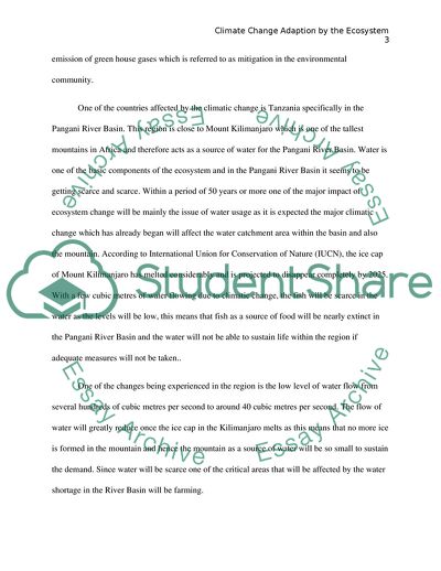 Climate Change Adaption by the Ecosystem