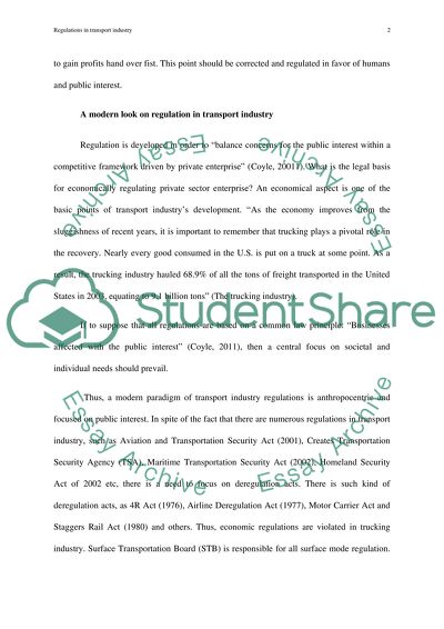 Regulations in the Transport Industry