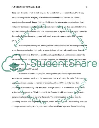 Functions of Management in the Daily Managerial Work