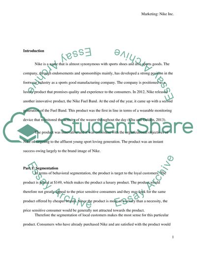 The Segmentation of Nike Inc