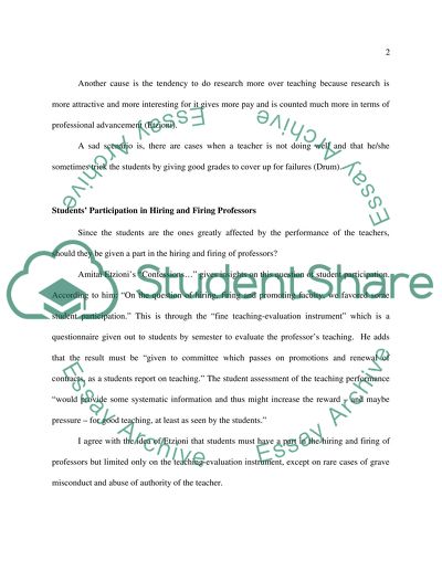 Students Role in Firing and Hiring Professors in Universities