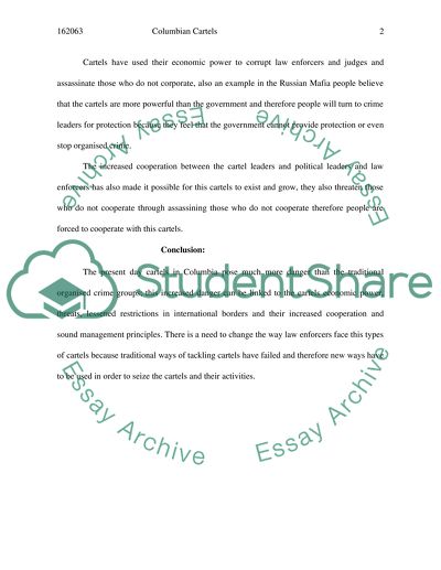 Columbian Cartels - The Implications of the Organized Crime Phenomenon