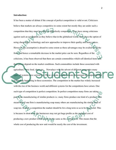 Perfect Competition and Long-run Equilibrium