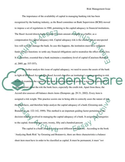 Risk Management Issue