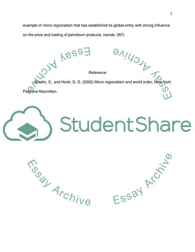 Micro Regionalism and Globalization