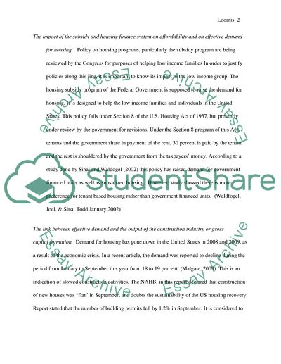 The Housing Policy in the United States