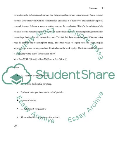 Major Questions in Financial Analysis