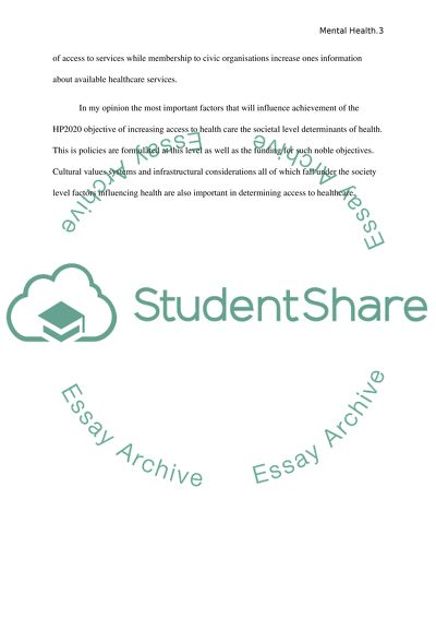 Mental Health and Illness