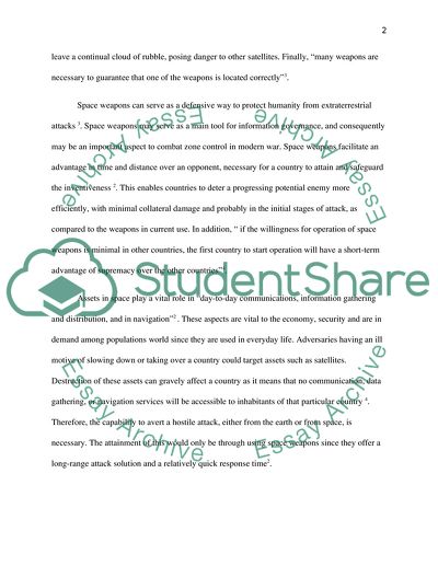 A Need for a Space Weapons Ban