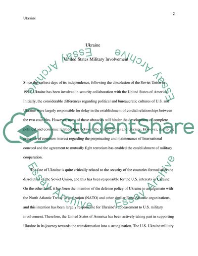 Ukraine. United States Minitary Involvement