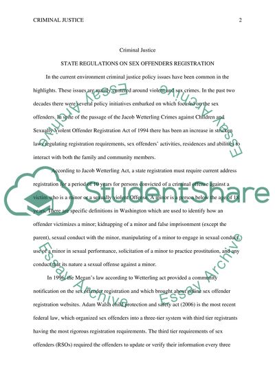 State Regulations on Sex Offenders Registration