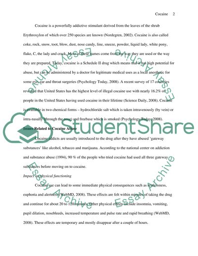 Effects of Cocaine Abuse, its Prevention and Treatment