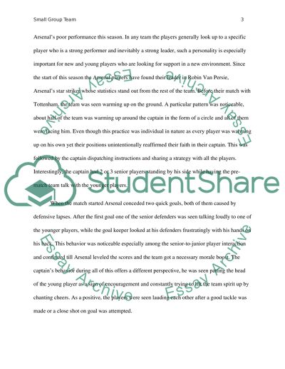 Arsenal, FC: Small Group Team Analysis