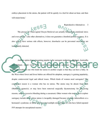 Discuss Reproductive Alternatives