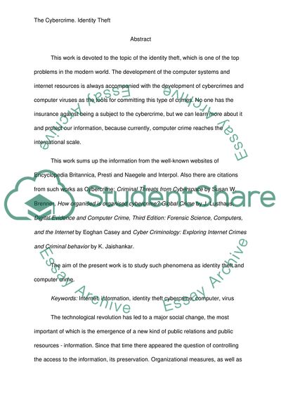 The Cybercrime: Identity Theft