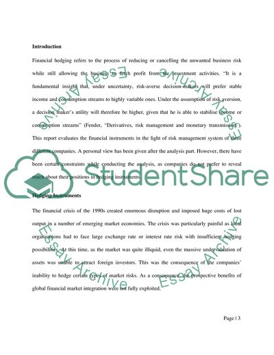 Financial Hedging and Its Instruments