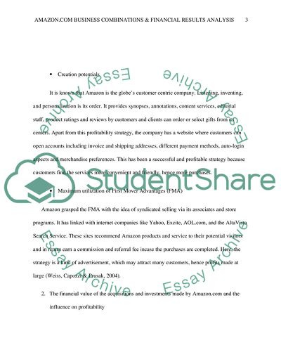 Amazon.com Business Combinations and Financial Results Analysis