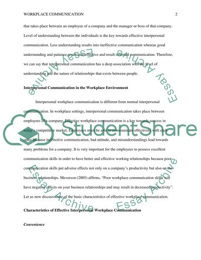 Communication in the Work Place