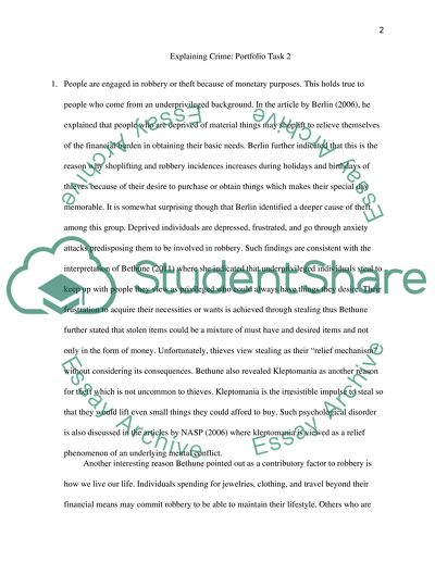 Explanations of Such Crime as Robbery