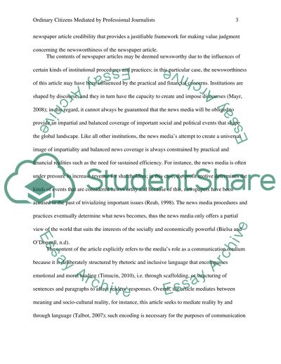 Ordinary Citizens Mediated by Professional Journalists