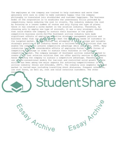 Strategic Market, The Southwest Airline Model