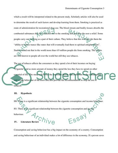 Determinants of Cigarette Consumption