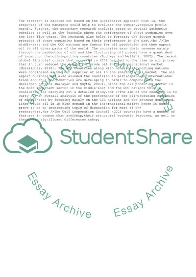 Middle-East and GCC Nations: Oil Producing Companies
