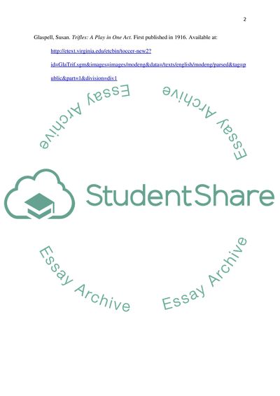 Canary as a Symbol of Sisterhood in Trifles: a Play in One Act by Susan Glaspell