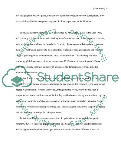 Why do you want to work for Groupon(1 page) /Estee lauder companies (1page)