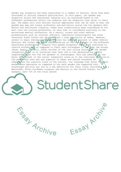 Gender Wage Disparity in the Healthcare Sector
