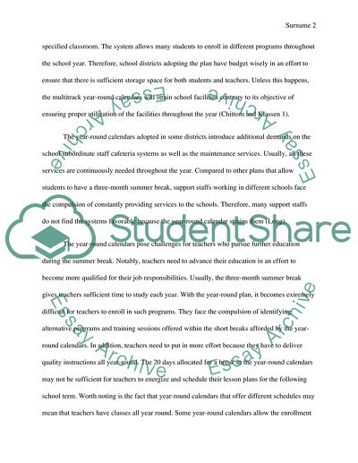 Year-Round Calendars and Their Disadvantages