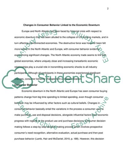 The Connection between Consumer Behaviour and the Economic Downturn