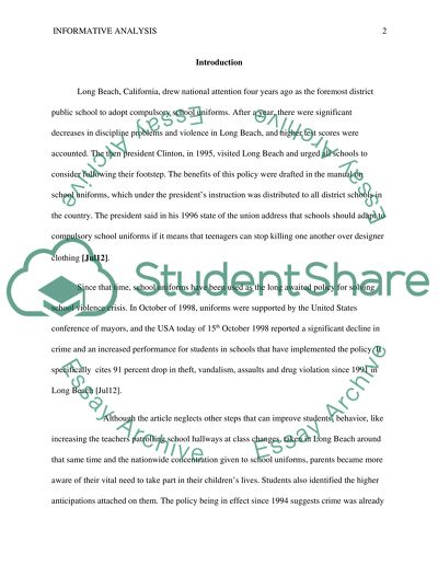 Informative analysis of school uniforms