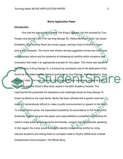 Movie Application Paper - The Kingss Speech