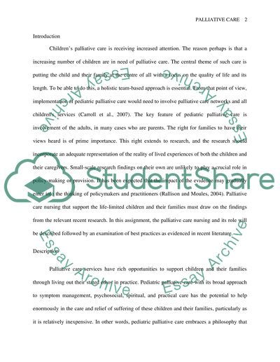 Pediatric Palliative Care