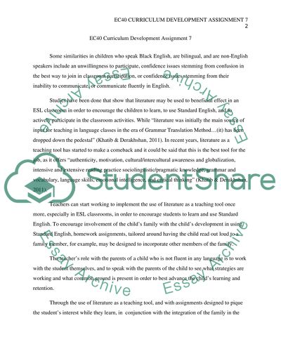 EC430 Curriculum Development Assignment 7