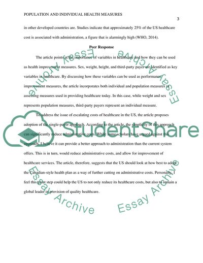 Population and Individual Health Measures and Healthcare Costs in the United States