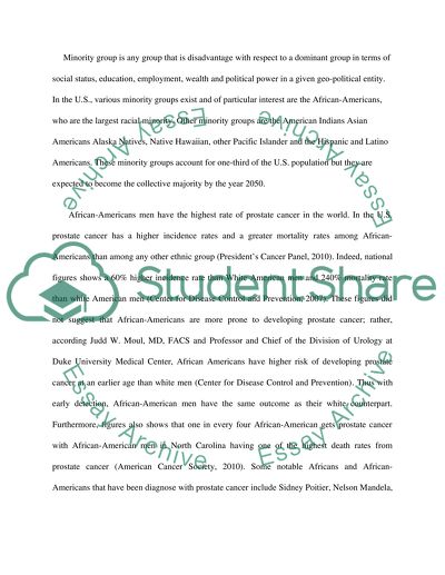 Prostate cancer in minority