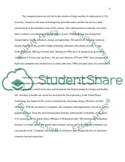 The Affects of Technology on the U.S. Economy