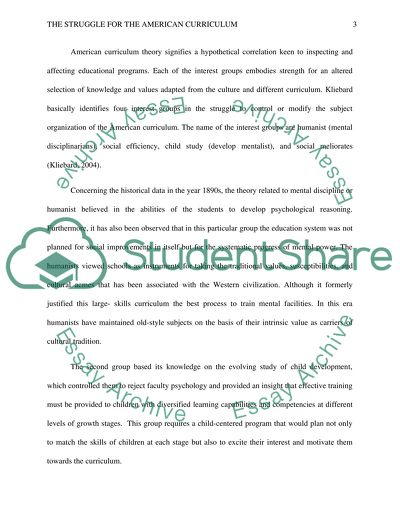 THE STRuggle for the american curriculum