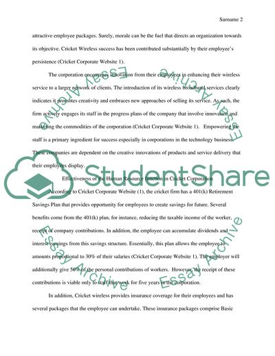 Cricket Company and Employee Morale